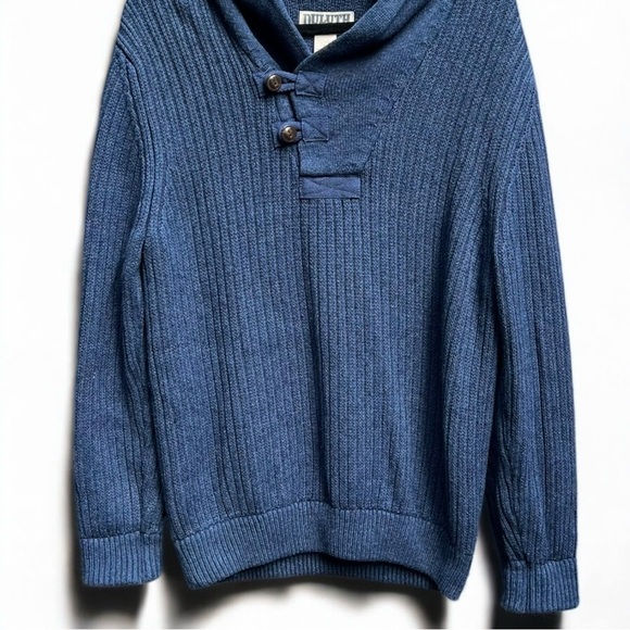 🌻Duluth Trading Company Blue Brigadier Shawl Collar Sweater Men's Size Medium - Picture 4 of 7